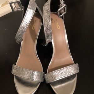 Mix No. 6 Silver Glitter T-Strap Heels